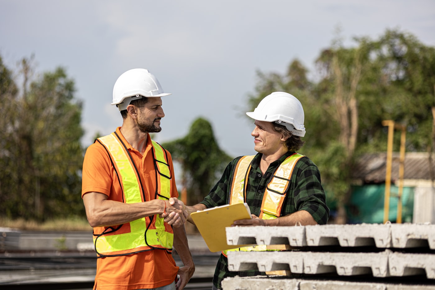 Contractor discussing a project with the team.